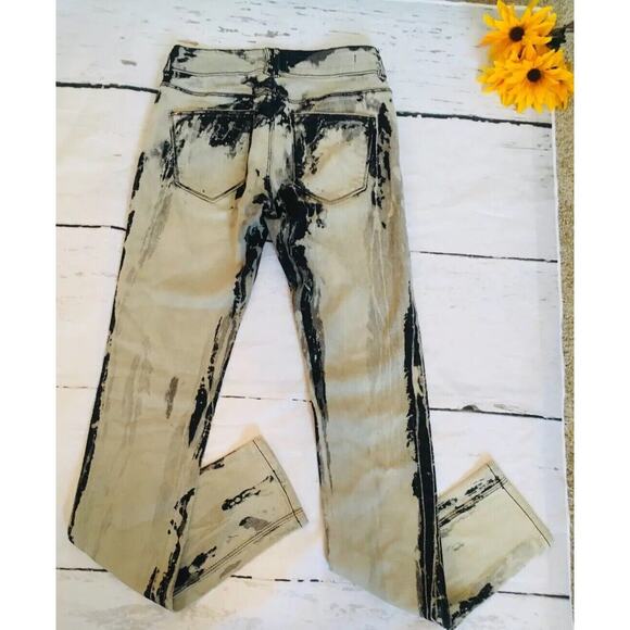 80's Style Acid Wash High Rise Skinny Twig Silence + Noise Sz 26 Black & White - Picture 2 of 7